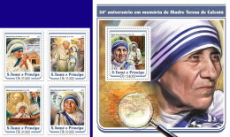 SAO TOME 2017 ** Mother Teresa 4v+S/S - IMPERFORATED - DH1722 - Mère Teresa