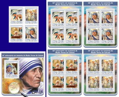 SAO TOME 2017 ** Mother Teresa 4v+S/S+4M/S - IMPERFORATED - DH1722 - Mère Teresa