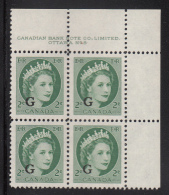 Canada MNH Scott #O41 'G' Overprint On 2c QEII Wilding Plate #8 Upper Right PB - Aufdrucksausgaben