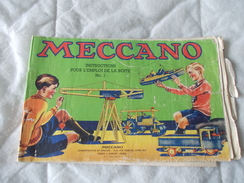 Meccano Instructions Pour L'emploi De La Boite N° 1 Version état Correct - Meccano