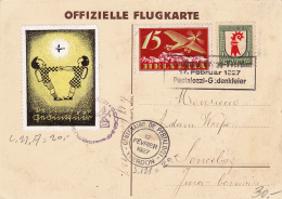 Offizielle Flugkarte, Centenaire De Pestalozzi Yverdon Le 17 Février 1927 - Andere & Zonder Classificatie