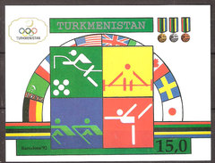 Turkmenistan 1992 Olympic Summer Games, Barcelona, Sport, Flags Mi  Bloc 2  MNH(**) - Turkmenistán