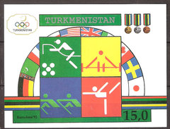 Turkmenistan 1992 Olympic Summer Games, Barcelona, Sport, Flags Mi  Bloc 2  MNH(**) - Turkmenistan