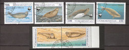 Turkmenistan 1992 Worldwide Conservation:  Caspian Seal, Mi   30-35  Cancelled(o) - Turkménistan