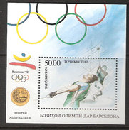 Tajikistan 1993 Gold Medal In Hammer Throw Andrey Abduwaljew Summer Olympic Games 1992 In Barcelona Mi Bloc 1 MNH(**) - Tadschikistan