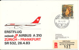 Liechtenstein Swissair First Flight Airbus A 310 Zurich - Frankfurt 26-4-1983 - Briefe U. Dokumente