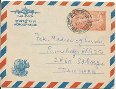 India Aerogramme Sent To Denmark 11-1-1969 - Aerogramas