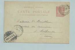 ENTIER Carte Postale 10 Ct  MOUCHON 1901de GIROMGNY Territoire De Belfort  Pour MULHOUSE - Standaardpostkaarten En TSC (Voor 1995)