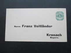 AD Württemberg Ganzsachenumschlag / Privatganzsache / Privatumschlag. An: Franz Voitländer Kronach Bayern - Interi Postali