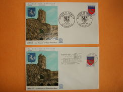 FRANCE 1er Jour 1966 - N°1510 Blason De Saint Lo Sur 2 Enveloppes Avec 1er Jour De Flamme.  Superbe - 1960-1969