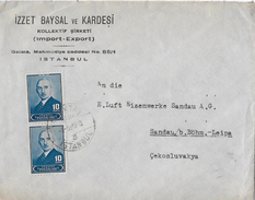 Letter Of Istanbul To Cekosluvakya → Izzet Baysal Ve Kardesi, Nice Stamps From 1948 - Brieven En Documenten