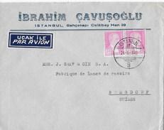 Letter Of Istanbul To Switzerland → IBRAHIM CAVUSOGLU, With Par Avion, Nice Stamps 1948 - Covers & Documents