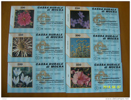 MINIASSEGNI CASSA RURALE  Di MOENA  FIORI COLORE AZZURRO  FDS  (6 PEZZI) - [10] Cheques Y Mini-cheques