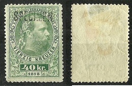 Österreich Austria 1873 Keiser Franz Joseph Telegraphenmarken 40 Kr. Muster Specimen * NB! Dünne Haftstelle Oben! - Télégraphe