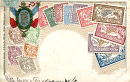 N°13 P -carte Gaufrée Représentation Timbres - Stamps (pictures)