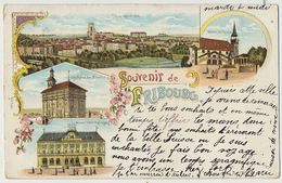 Litho Couleur No 541 Fribourg  Postes Chapelle Vue Generale Etc 1902 - Chapelle