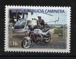 URUGUAY Sc#2081 MNH STAMP Police Motorbike Helicopter - Elicotteri