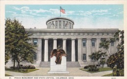 Ohio Columbus Peace Monument And State Capitol Building Curteich - Columbus