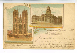 A 19935  -  Bruxelles En 1899  -  Cathédrale De Ste-Gudule  -  Le Palais De Justice  -  Litho  -  Art Nouveau - Monumenti, Edifici