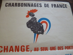 Affiche Original Charbonnages De France Illustrée Coq Actions échange Des Bons Vers 1963 39.5 X 40 - Manifesti