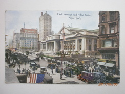 Postcard Fifth Avenue And 42nd Street New York Animated Cars People Shops By Success Postal Card Co My Ref B11293 - Panoramic Views
