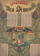 Calendrier 1905 De MON DIMANCHE (suppl Au Globe Trotter 29 Dec  1904) (PPP5248) - Tamaño Grande : 1901-20
