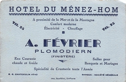 PLOMODIERM  - Carte De Visite De L'Hôtel Du Ménez-Hom  - Maison " A. Février " - Tarjetas De Visita