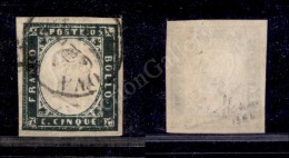 1857 - 5 Cent Mirto Scuro (13Ab) - Molto Bello - Sorani (1.400) - Autres & Non Classés