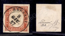 1855 - 40 Cent Vermiglio Rosa (16c) Su Frammento Da Sassari - Molto Bello - Oliva + Diena + Vaccari (2.000+) - Otros & Sin Clasificación