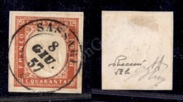 1855 - 40 Cent Vermiglio Rosa (16c) Su Frammento Da Sassari - Molto Bello - Oliva + Diena + Vaccari (2.000+) - Sonstige & Ohne Zuordnung