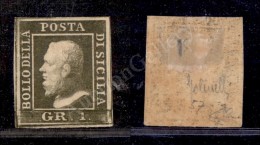 1859 - 1 Grano Verde Oliva (5a - Carta Di Napoi) Nuovo Con Gomma - Molto Bello - Golinelli + Diena (6.500) - Other & Unclassified