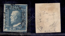 1859 - 2 Grana Azzurro Smorto (6e - Carta Di Napoli) Con Grandi Margini - Posizione 14 - Bellissimo - Diena... - Autres & Non Classés