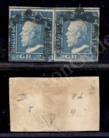 1859 - Coppia Orizzontale Del 2 Grana Azzurro (8d - Posiz. 4/5) - Ottimi Margini - Molto Bella - Diena (550) - Otros & Sin Clasificación