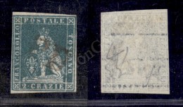 1851 - 2 Crazie Azzurro Verdastro (5e) Ben Marginato - PD Annullatore - Fiecchi (250) - Autres & Non Classés