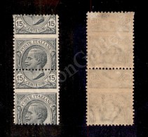 1917 - 15 Cent Leoni (108k) Con Dentellatura Orizzontale Spostata Di 8 Millimetri - Coppia Verticale Nuova - Pezzo... - Autres & Non Classés