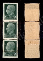 1929 - 25 Cent Imperiale (248e) - Striscia Di Tre Su Carta Ricongiunta - Nuova Con Gomma Integra (3.000) - Andere & Zonder Classificatie