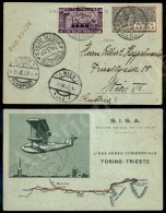 Linea S.I.S.A. Torino Trieste - Cartolina Speciale Del Volo Trieste Vienna Del 29.3.27 - Autres & Non Classés