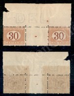 1890 - 30 Cent (23 Segnatasse) - Coppia Orizzontale Bordo Foglio Con Interspazio Di Gruppo Al Centro - Nuova Con... - Other & Unclassified