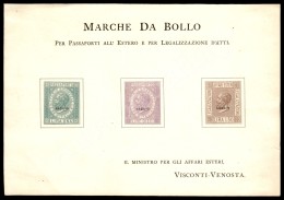 Marche Da Bollo - Passaporto/Affari Esteri - Foglietto Visconti Venona Con I Tre Saggi - Altri & Non Classificati