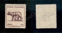 1943 - Lupa Capitolina - 50 Cent (515a) Con Fondo Di Sicurezza A Cavallo (240+) - Andere & Zonder Classificatie