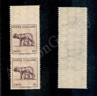 1943 - Coppia Verticale Del 50 Cent (515m) Non Dentellata In Orizzontale (160+) - Other & Unclassified