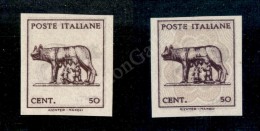 1944 - 50 Cent (515Al) Non Dentellato Con Stampa Recto Verso Senza Fondo Di Sicurezza (130) - Sonstige & Ohne Zuordnung