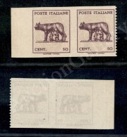 1944 - Coppia Del 50 Cent (515Aza) Bordo Di Foglio - Non Dentellata A Destra + Non Dentellato (1.000+) - Autres & Non Classés