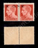 1943 - GNR Brescia - Coppia Del 20 Cent (473/Iia) Con Soprastampa Spostata In Alto E A Cavallo Della Dentellatura -... - Altri & Non Classificati