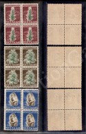 1950 - Tabacco (629/631) - Serie Completa In Quartine Nuove Con Gomma Integra (500) - Other & Unclassified