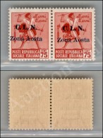 1944 - Coppia Del 75 Cent (3) Con Soprastampe Disallineate (Zona Aosta Obliqua Nel Pezzo Di Sinistra) - Nuovo Con... - Otros & Sin Clasificación