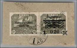 1921 - 45 Cent/0,20 Su 45 Cent (19k - Segnatasse) - La Coppia Su Frammento (non Quotata Usata) - Andere & Zonder Classificatie