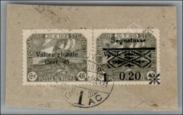 1921 - 45 Cent/0,20 Su 45 Cent (19k - Segnatasse) - La Coppia Su Frammento (non Quotata Usata) - Autres & Non Classés