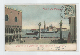 Italie Italia Italy - Saluti Da Venezia Piazzetta Di S.marco Con Vedutta Dell' Isola Di S. Giorgio , Bateau Vapeur - Venetië (Venice)