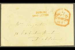 1845 DUBLIN SHIP LETTER (March) Envelope To Dublin From London, Showing A Superb "DUBLIN/SHIP LETTER" In Red. For... - Other & Unclassified